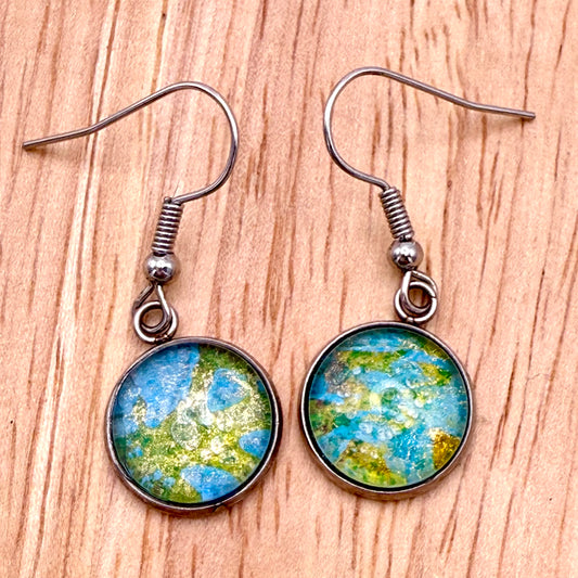 Color bomb earrings (silver, single drop)