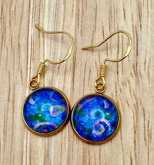 Color bomb earrings (gold, single drop)