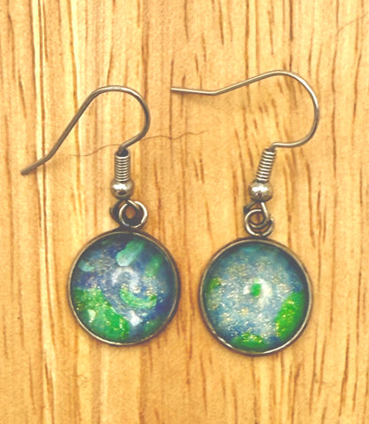 Color bomb earrings (silver, single drop)