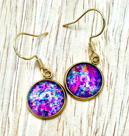 Color bomb earrings (gold, single drop)
