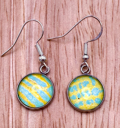 Color bomb earrings (silver, single drop)