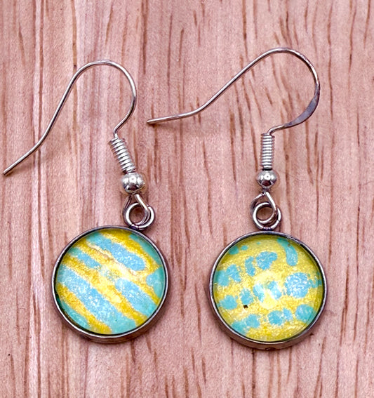 Color bomb earrings (silver, single drop)