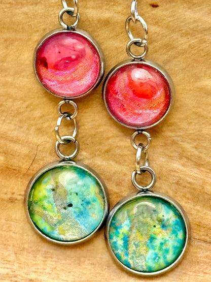 Dazzling color bomb earrings- double drop