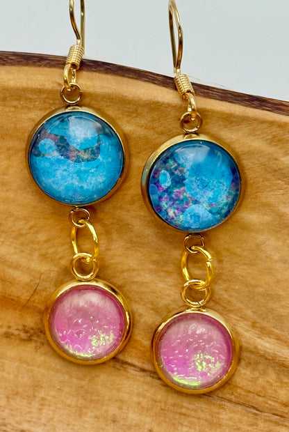 Dazzling color bomb earrings- double drop